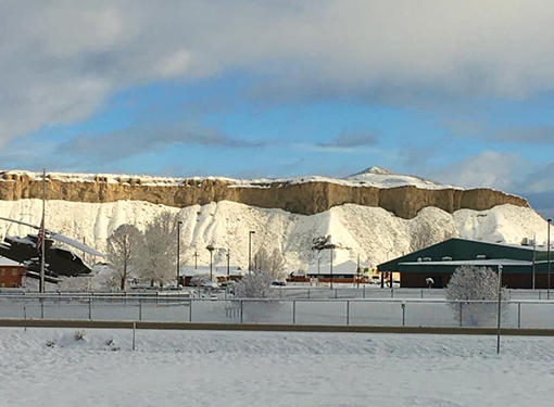 Winter Cliffs behind the High School